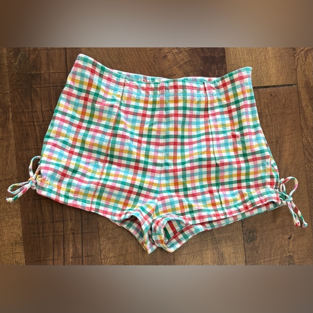 Maeve by Anthropologie Gingham Micro Mini shorts Sz 12 - Picture 2 of 9